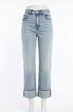 NEW DAZE sundaze high rise vintage straight cuffed jeans in girl code wash